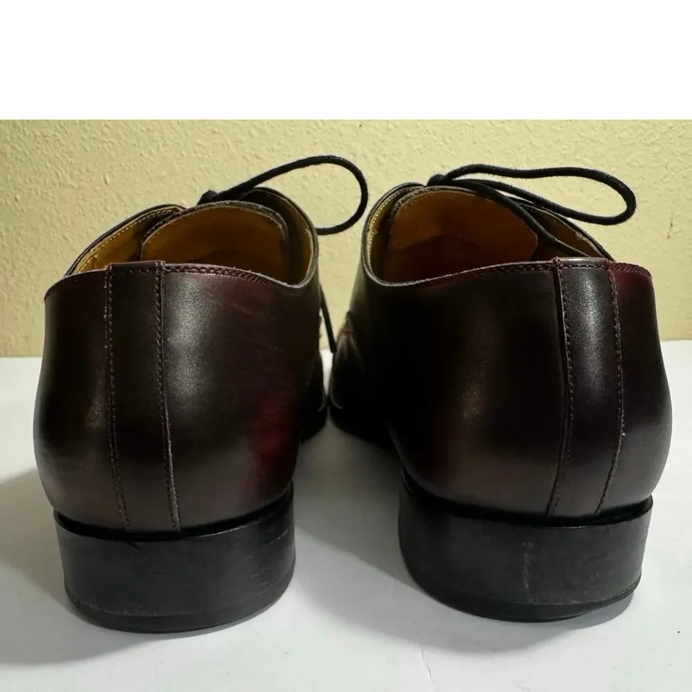 Magnannni for Saks Fifth Avenue Cap Toe Men's Brown Leather Lace‎ Up Shoes 13 M